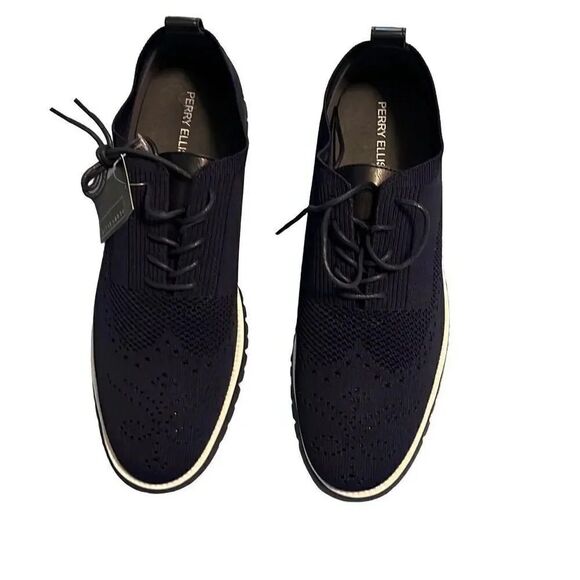 Perry Ellis LIGHTWEIGHT wingtip navy shoes for men. Size 11 - Picture 1 of 6